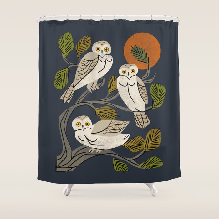 Midnight Owl Tree Shower Curtain Gallery Image 1