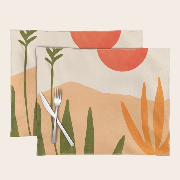 Golden California Desert Landscape Illustration Placemat Gallery Image 1
