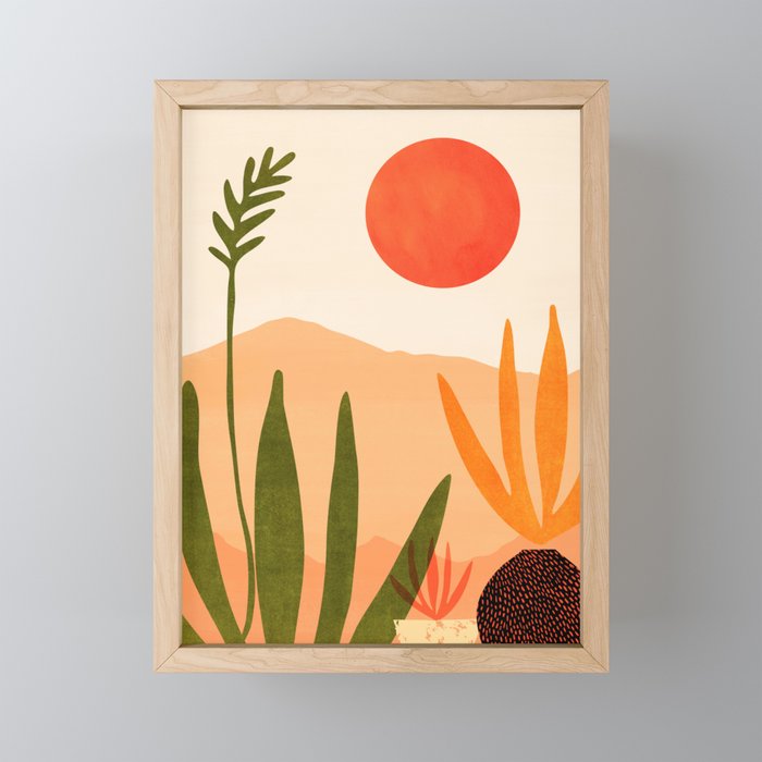 Golden California Desert Landscape Illustration Mini Art Print Gallery Image 1