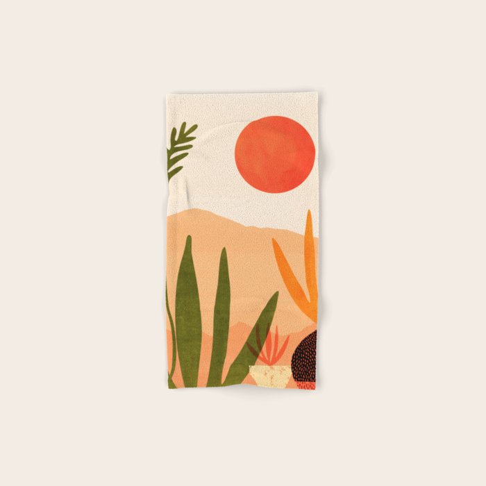Golden California Desert Landscape Illustration Towels Gallery Image 1