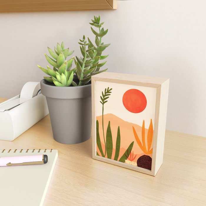 Golden California Desert Landscape Illustration Mini Art Print Gallery Image 2