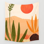 Golden California Desert Landscape Illustration Wall Tapestry Gallery Image 4