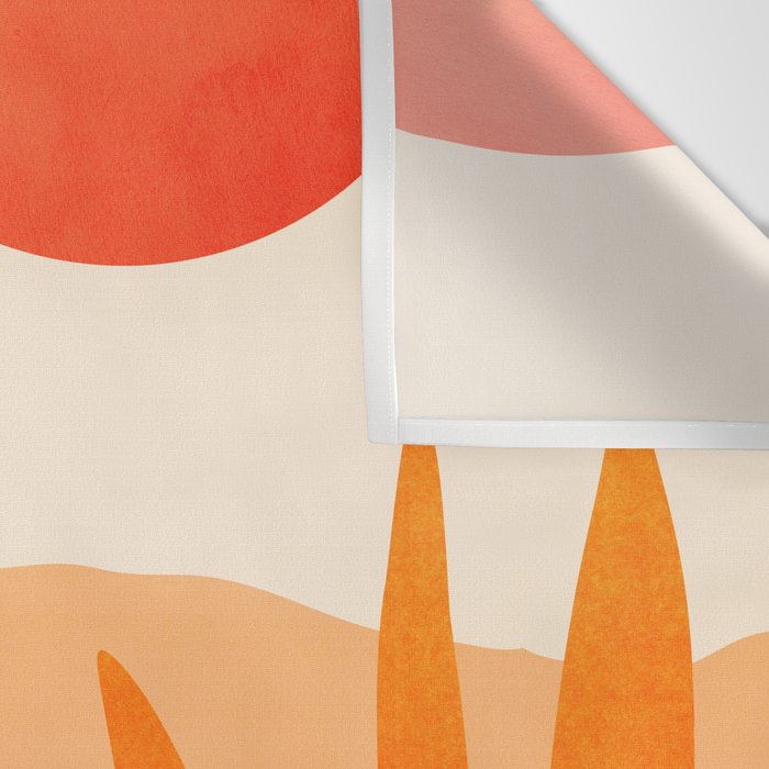 Golden California Desert Landscape Illustration Wall Tapestry Gallery Image 3
