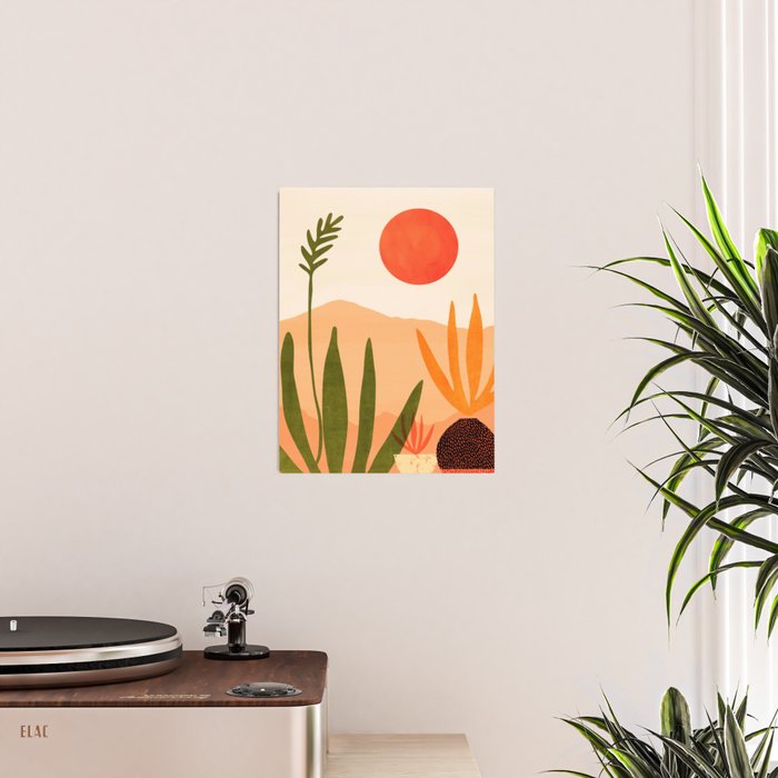 Golden California Desert Landscape Illustration Poster Gallery Image 2