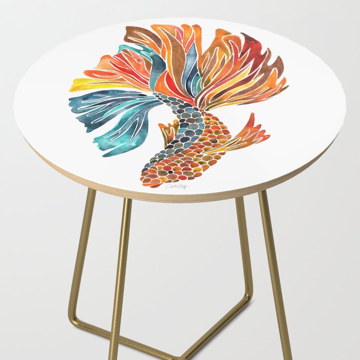 Siamese Fighting Fish - Orange & Blue Side Table Gallery Image 2