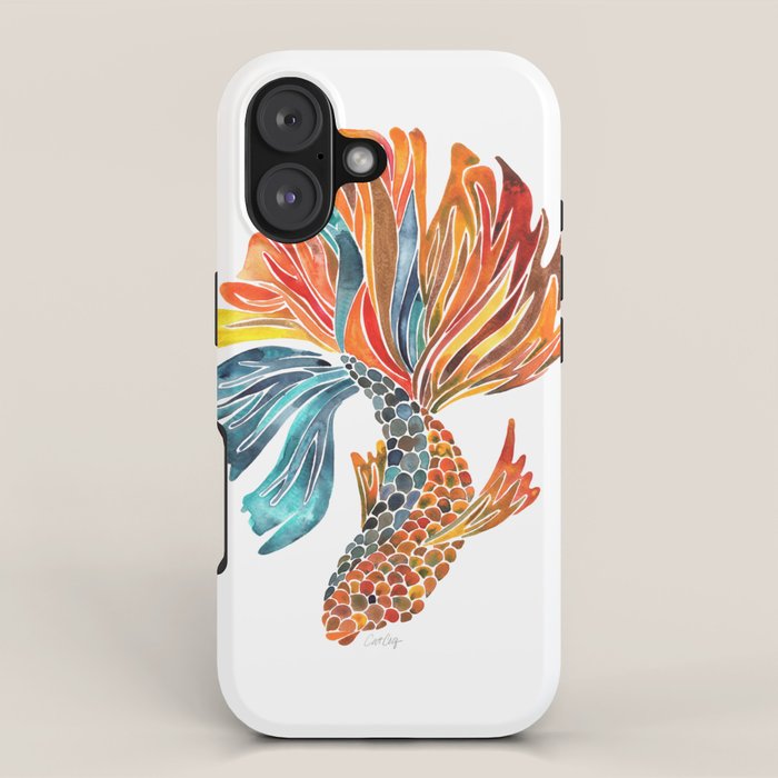 Siamese Fighting Fish - Orange & Blue iPhone Case Gallery Image 1