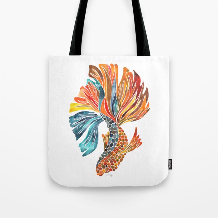 Siamese Fighting Fish - Orange & Blue Tote Bag Gallery Image 1