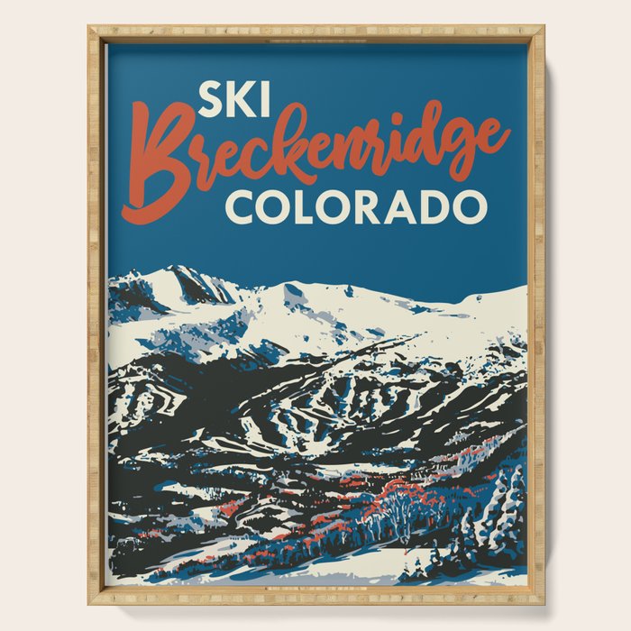 Blue Breckenridge Vintage Ski Poster Serving Tray Gallery Image 1