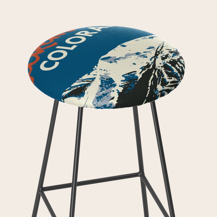 Blue Breckenridge Vintage Ski Poster Stool Gallery Image 2
