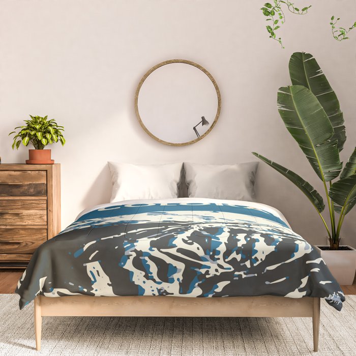 Blue Breckenridge Vintage Ski Poster Comforter Gallery Image 3