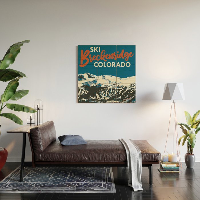 Blue Breckenridge Vintage Ski Poster Wood Wall Art Gallery Image 2