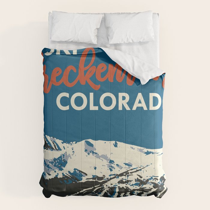 Blue Breckenridge Vintage Ski Poster Comforter Gallery Image 6