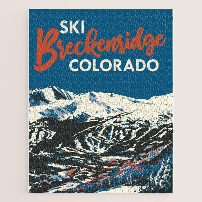 Blue Breckenridge Vintage Ski Poster Jigsaw Puzzle Gallery Image 1