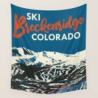 Blue Breckenridge Vintage Ski Poster Wall Tapestry Gallery Image 4