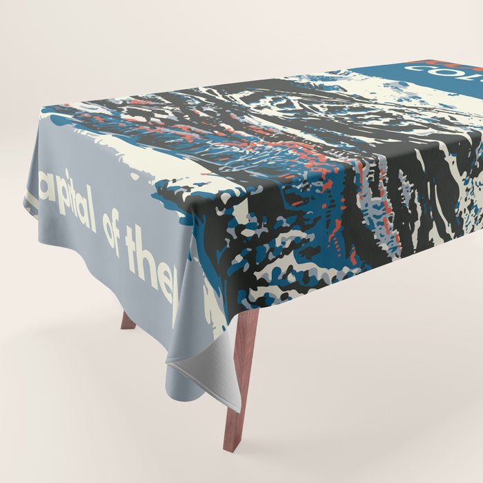 Blue Breckenridge Vintage Ski Poster Tablecloth Gallery Image 1