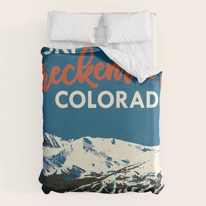 Blue Breckenridge Vintage Ski Poster Duvet Cover Gallery Image 6