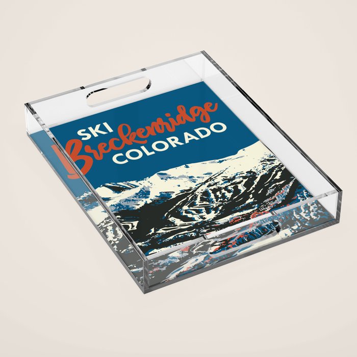 Blue Breckenridge Vintage Ski Poster Acrylic Tray Gallery Image 1