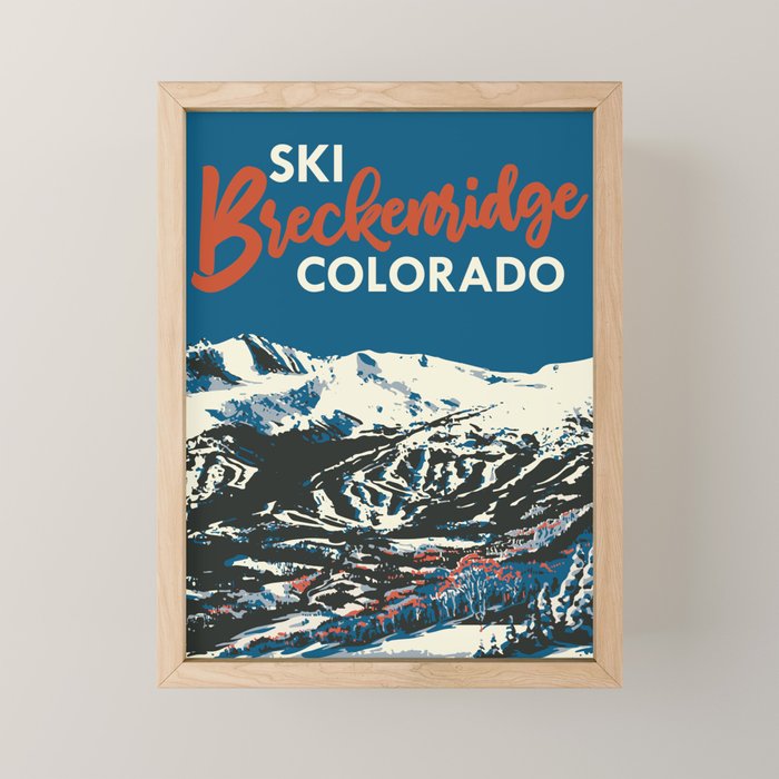 Blue Breckenridge Vintage Ski Poster Mini Art Print Gallery Image 1
