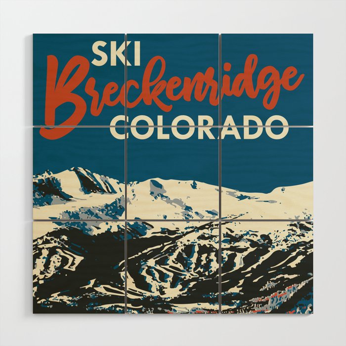 Blue Breckenridge Vintage Ski Poster Wood Wall Art Gallery Image 1