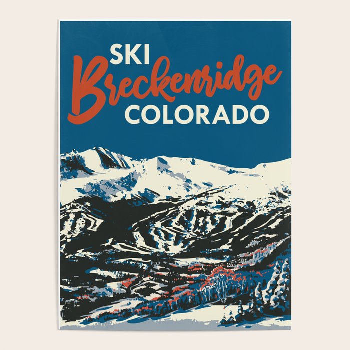 Blue Breckenridge Vintage Ski Poster Poster Gallery Image 1