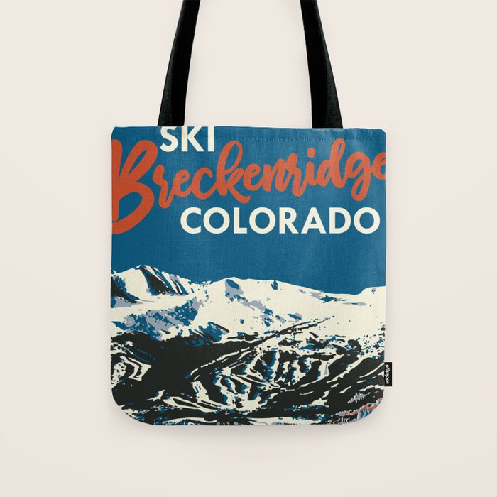 Blue Breckenridge Vintage Ski Poster Tote Bag Gallery Image 1