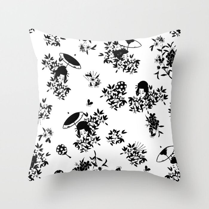 Black and white oriental pattern Throw Pillow Gallery Image 6