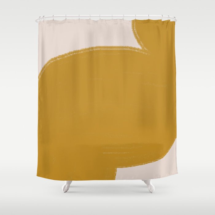 Mustard Modern Shape Shower Curtain Gallery Image 1