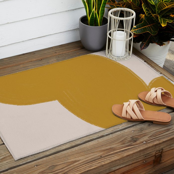 Mustard Modern Shape Outdoor Rug Gallery Image 2