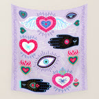 Milagro love heart - Lavender Wall Tapestry Gallery Image 4