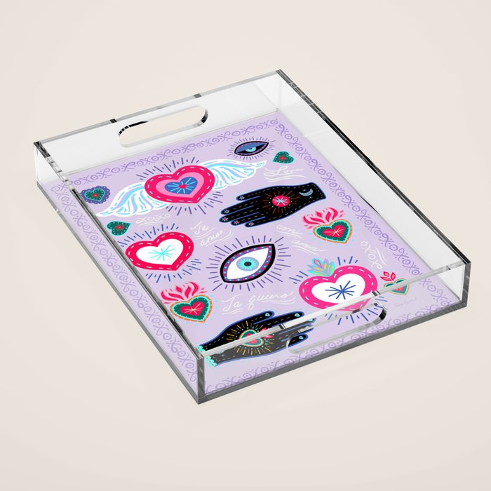 Milagro love heart - Lavender Acrylic Tray Gallery Image 1