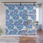 Rosette Succulents - Blue Palette Wall Mural Gallery Image 1