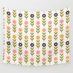 Hand-drawn Wildflowers -  Pink & Gold Wall Tapestry Gallery Image 4