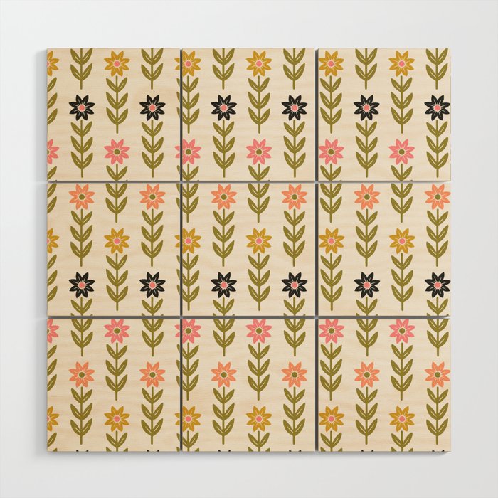 Hand-drawn Wildflowers -  Pink & Gold Wood Wall Art Gallery Image 1