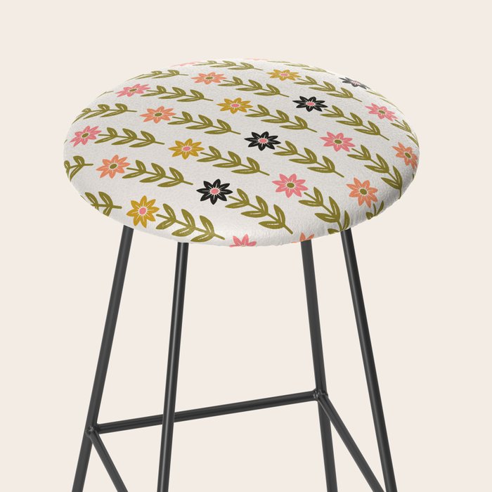 Hand-drawn Wildflowers -  Pink & Gold Stool Gallery Image 2