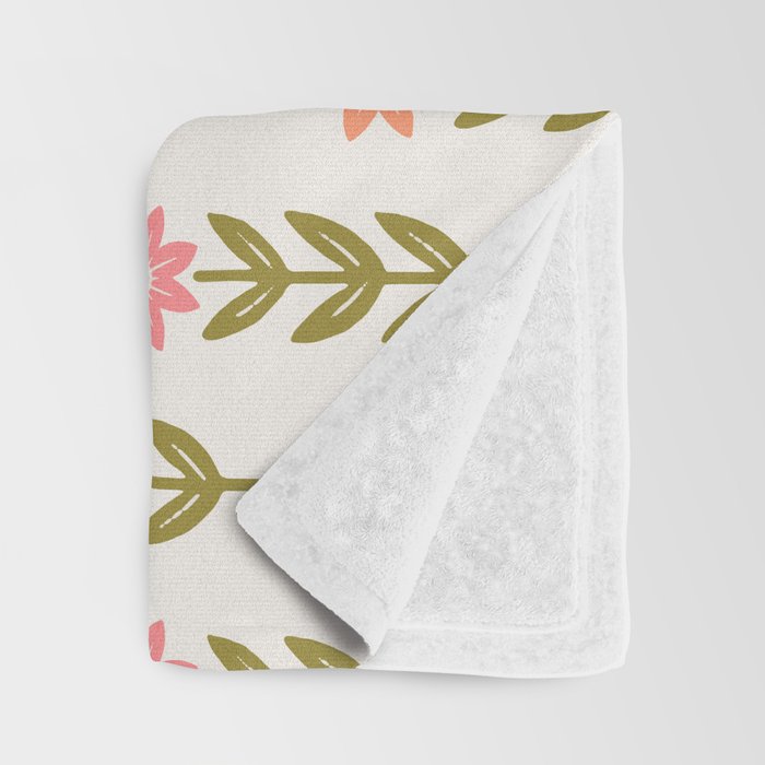 Hand-drawn Wildflowers -  Pink & Gold Throw Blanket Gallery Image 3
