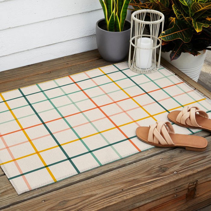 Simple Check - citrus Outdoor Rug Gallery Image 2
