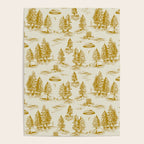 Yellow/Gold Alien Abduction Toile De Jouy Pattern Poster Gallery Image 4