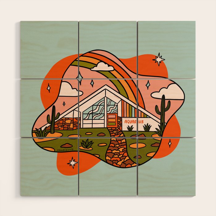 Aquarius Mid Century House Wood Wall Art Gallery Image 1
