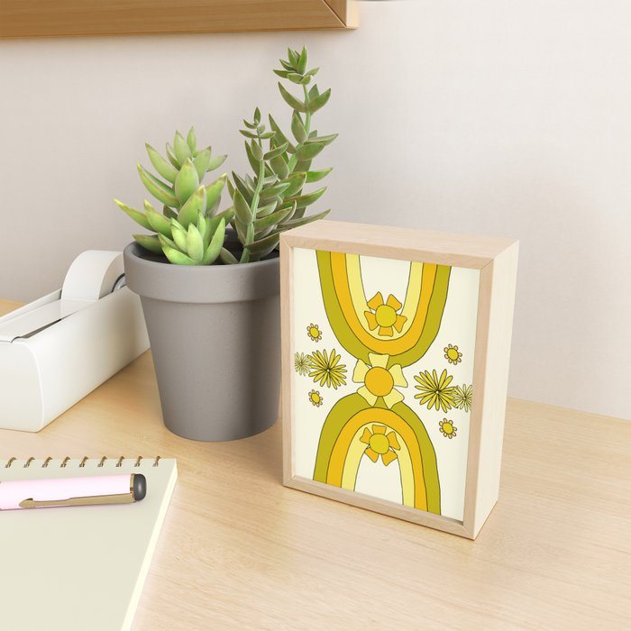 positive rainbow flowers // retro art by surfy birdy Mini Art Print Gallery Image 2