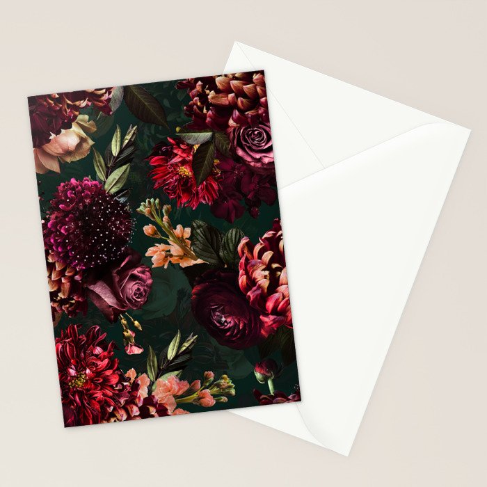 Vintage & Shabby Chic  - Fall Lush Botanical Midnight Garden Stationery Card Gallery Image 2