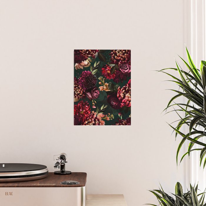 Vintage & Shabby Chic  - Fall Lush Botanical Midnight Garden Poster Gallery Image 2