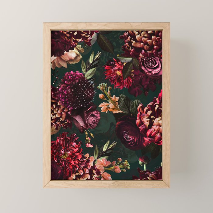 Vintage & Shabby Chic  - Fall Lush Botanical Midnight Garden Mini Art Print Gallery Image 1
