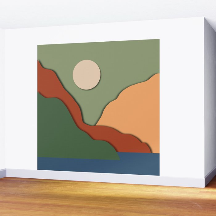 Minimal lake side view  Wall Mural Gallery Image 2