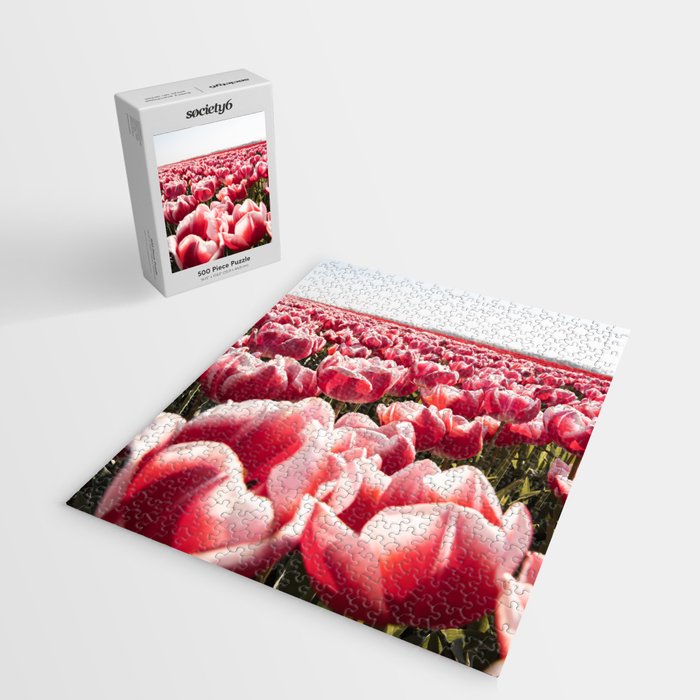 Tulip Field In Holland Floral Photo | Europe Travel Photography Red Flowers Spring Art Print Jigsaw Puzzle Gallery Image 2