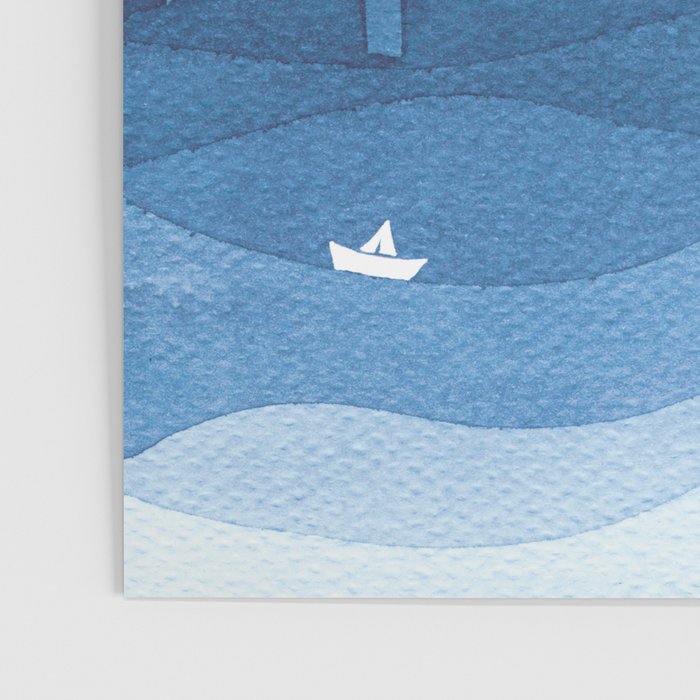 Boy with paper boats, blue Poster Gallery Image 3