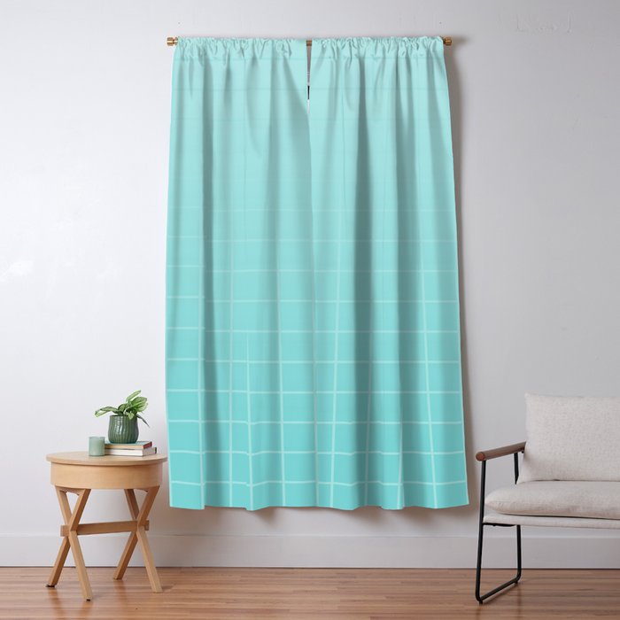 Future Grid Pattern in Aqua Teal Window Curtain Gallery Image 5