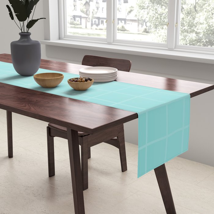Future Grid Pattern in Aqua Teal Table Runner Gallery Image 2
