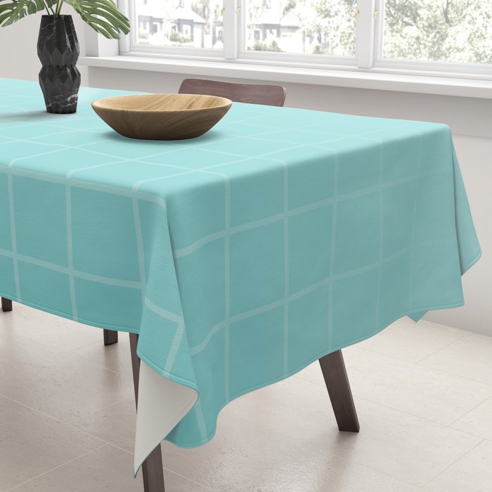 Future Grid Pattern in Aqua Teal Tablecloth Gallery Image 3