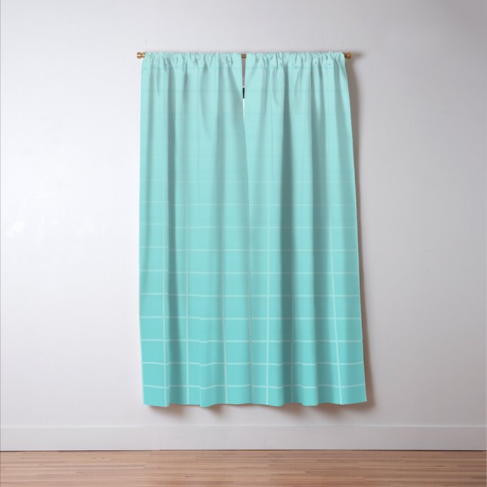 Future Grid Pattern in Aqua Teal Window Curtain Gallery Image 3