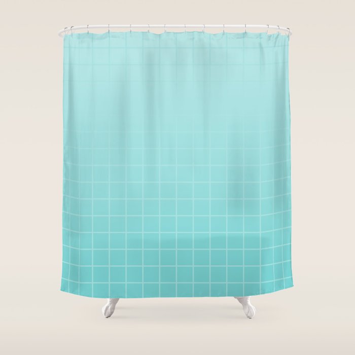 Future Grid Pattern in Aqua Teal Shower Curtain Gallery Image 1